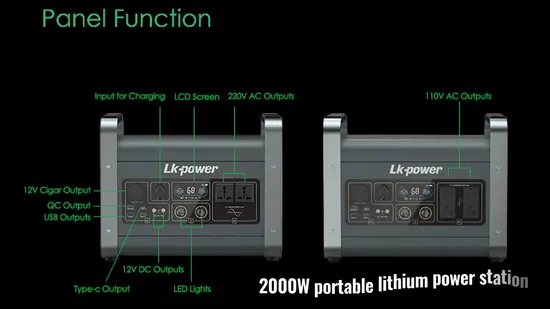 Banco de energía solar móvil personalizado de 2000 vatios para portátiles y teléfonos móviles.