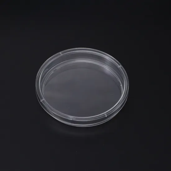 Placa Petri de vidrio desechable de plástico estéril de 100 mm personalizada para cultivo de virus en laboratorio.
